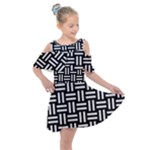 Frets Mosaic Pattern Geometric Kids  Shoulder Cutout Chiffon Dress