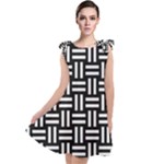 Frets Mosaic Pattern Geometric Tie Up Tunic Dress