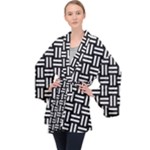 Frets Mosaic Pattern Geometric Long Sleeve Velvet Kimono 