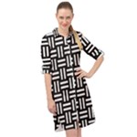 Frets Mosaic Pattern Geometric Long Sleeve Mini Shirt Dress