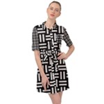 Frets Mosaic Pattern Geometric Belted Shirt Dress