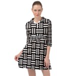 Frets Mosaic Pattern Geometric Mini Skater Shirt Dress