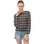 Frets Mosaic Pattern Geometric Banded Bottom Chiffon Top