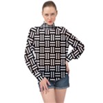 Frets Mosaic Pattern Geometric High Neck Long Sleeve Chiffon Top