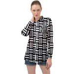 Frets Mosaic Pattern Geometric Long Sleeve Satin Shirt