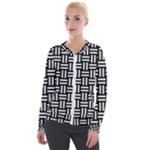 Frets Mosaic Pattern Geometric Velvet Zip Up Jacket