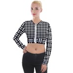 Frets Mosaic Pattern Geometric Long Sleeve Cropped Velvet Jacket