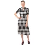 Frets Mosaic Pattern Geometric Keyhole Neckline Chiffon Dress