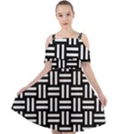 Frets Mosaic Pattern Geometric Cut Out Shoulders Dress