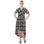 Frets Mosaic Pattern Geometric Front Wrap High Low Dress