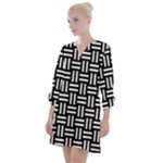 Frets Mosaic Pattern Geometric Open Neck Shift Dress