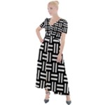 Frets Mosaic Pattern Geometric Button Up Short Sleeve Maxi Dress