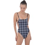 Frets Mosaic Pattern Geometric Tie Strap One Piece Swimsuit