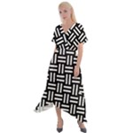 Frets Mosaic Pattern Geometric Cross Front Sharkbite Hem Maxi Dress