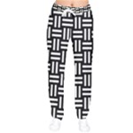 Frets Mosaic Pattern Geometric Women Velvet Drawstring Pants