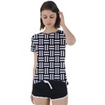 Frets Mosaic Pattern Geometric Short Sleeve Open Back T-Shirt