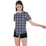 Frets Mosaic Pattern Geometric Asymmetrical Short Sleeve Sports T-Shirt