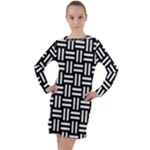 Frets Mosaic Pattern Geometric Long Sleeve Hoodie Dress