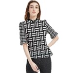 Frets Mosaic Pattern Geometric Frill Neck Blouse