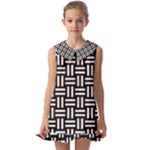 Frets Mosaic Pattern Geometric Kids  Pilgrim Collar Ruffle Hem Dress