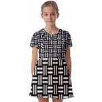 Frets Mosaic Pattern Geometric Kids  Short Sleeve Pinafore Style Dress