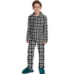 Frets Mosaic Pattern Geometric Kids  Long Sleeve Velvet Pajamas Set