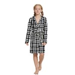 Frets Mosaic Pattern Geometric Kids  Long Sleeve Velvet Lounge Robe