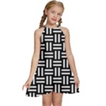 Frets Mosaic Pattern Geometric Kids  Halter Collar Waist Tie Chiffon Dress