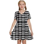 Frets Mosaic Pattern Geometric Kids  Short Sleeve Tiered Mini Dress