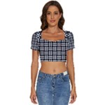 Frets Mosaic Pattern Geometric Short Sleeve Square Neckline Crop Top 