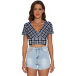 Frets Mosaic Pattern Geometric V-Neck Crop Top