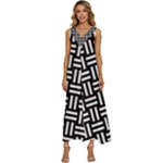 Frets Mosaic Pattern Geometric V-Neck Sleeveless Wide Leg Pants Overalls