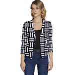 Frets Mosaic Pattern Geometric Women s Casual 3/4 Sleeve Spring Jacket