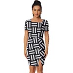 Frets Mosaic Pattern Geometric Fitted Knot Split End Bodycon Dress