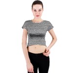 Marble Cracked Pattern Surface Crew Neck Crop Top