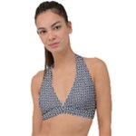 Marble Cracked Pattern Surface Halter Plunge Bikini Top