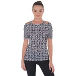 Marble Cracked Pattern Surface Shoulder Cut Out Short Sleeve Top