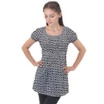 Marble Cracked Pattern Surface Puff Sleeve Tunic Top