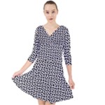 Marble Cracked Pattern Surface Quarter Sleeve Front Wrap Dress