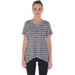 Marble Cracked Pattern Surface Cut Out Side Drop T-Shirt