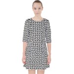 Marble Cracked Pattern Surface Quarter Sleeve Pocket Dress