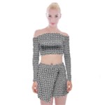 Marble Cracked Pattern Surface Off Shoulder Top with Mini Skirt Set