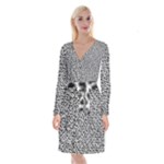 Marble Cracked Pattern Surface Long Sleeve Velvet Front Wrap Dress