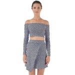 Marble Cracked Pattern Surface Off Shoulder Top with Skirt Set