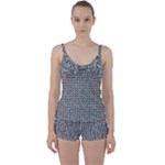 Marble Cracked Pattern Surface Tie Front Two Piece Tankini