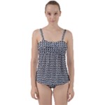 Marble Cracked Pattern Surface Twist Front Tankini Set