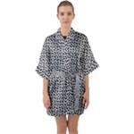 Marble Cracked Pattern Surface Half Sleeve Satin Kimono 