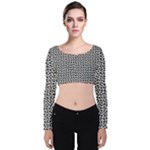 Marble Cracked Pattern Surface Velvet Long Sleeve Crop Top