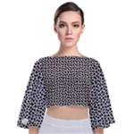 Marble Cracked Pattern Surface Tie Back Butterfly Sleeve Chiffon Top