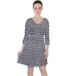 Marble Cracked Pattern Surface Quarter Sleeve Ruffle Waist Dress